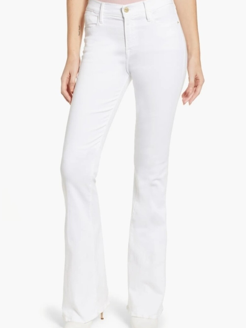 Frame Le High Flare Jeans - White
